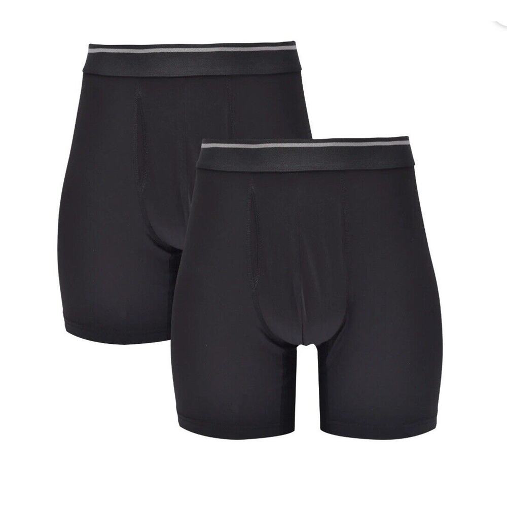 Athletic Works Boxer Briefs 2 Pack 2XL (44-46) Black Performance Stretch Tag Fre